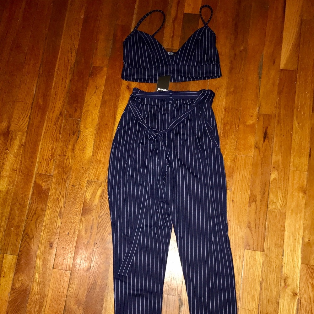 NEVER WORN pin striped bra and pant set